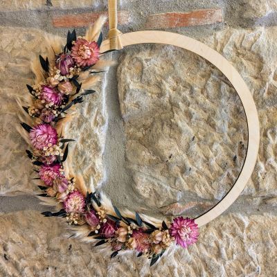 Holzloop mit Trockenblumen aus dem JGA-Workshop